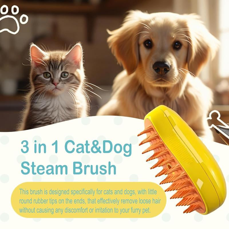 Cat Steamy Brush, Grooming Tool for Cats and Dogs with Steam Function, Massage, and Shedding Hair Removal - Ideal for Pets, Featuring Weighted Blanket Technology, Hair Brush, 3 in 1