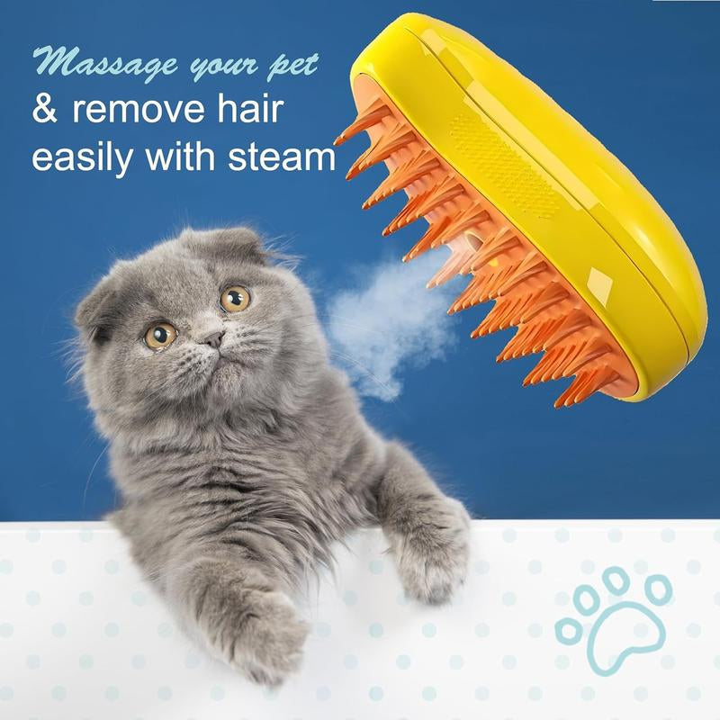 Cat Steamy Brush, Grooming Tool for Cats and Dogs with Steam Function, Massage, and Shedding Hair Removal - Ideal for Pets, Featuring Weighted Blanket Technology, Hair Brush, 3 in 1