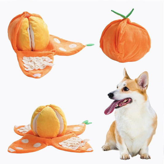 Nocciola 5-In-1 Orange Dog Enrichment Toys,Christmas Gift,4 Orange Slices with a Peel Snuffle Mat for Treats Hunting Fun