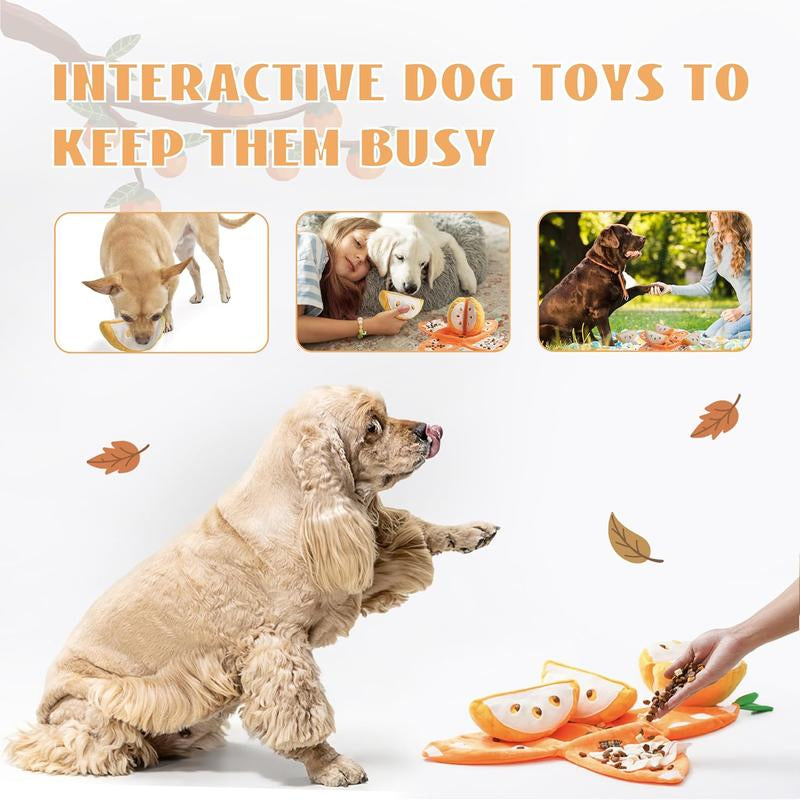 Nocciola 5-In-1 Orange Dog Enrichment Toys,Christmas Gift,4 Orange Slices with a Peel Snuffle Mat for Treats Hunting Fun