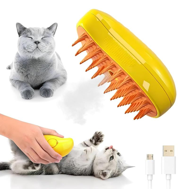 Cat Steamy Brush, Grooming Tool for Cats and Dogs with Steam Function, Massage, and Shedding Hair Removal - Ideal for Pets, Featuring Weighted Blanket Technology, Hair Brush, 3 in 1